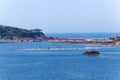Red bridge over the sea, Japan