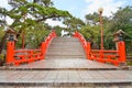 Red bridge at Sumiyoshi Taisha Shrine in Japan