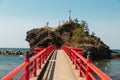 Red Bridge to Island in Japan