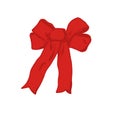 Red bright elegant bow close-up on a white background. Isolated object. Royalty Free Stock Photo