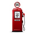 Red bright Gas station pump with fuel nozzle of petrol pump. Royalty Free Stock Photo