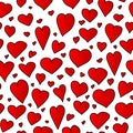 Red bright hearts seamless pattern, illustration for Valentine`s day celebrating