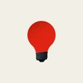 Red bright light bulb vector icon. Symbol of ideas, creativity, innovation, invention.