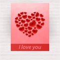 Red bright polygonal heart - design for card