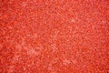 Red bright soft rubber flooring safe for sports and workout or on the playground from the many small round pebbles pressed.