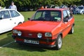 Red British classic collectors car Ford Fiesta Royalty Free Stock Photo