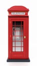 Red British phone booth isolated on white background. 3D illustration Royalty Free Stock Photo