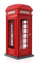 Red British phone booth isolated on white background. 3D illustration Royalty Free Stock Photo