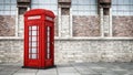 Red British phone booth in the street. 3D illustration Royalty Free Stock Photo