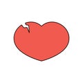 Red broken heart with a crack. Vector illustration