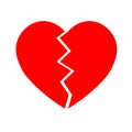 Red broken heart icon. Simple flat vector illustration Royalty Free Stock Photo