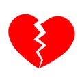 Red broken heart icon. Simple flat vector illustration Royalty Free Stock Photo