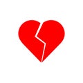 Red Broken heart icon in trandy flat style isolated on white background. Broken heart icon page symbol for your web site Royalty Free Stock Photo