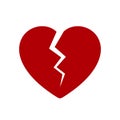 Red broken heart icon, vector