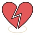 Red Broken Heart vector bad love colored icon or sign Royalty Free Stock Photo