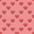 Red Broken Heart vector bad love colored seamless pattern Royalty Free Stock Photo