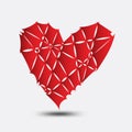 Red broken heart vector, heart icon, logo, flat icon for apps and website, love sign, valentine symbol, polygon graphic