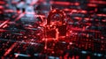 Red broken padlock icon over binary code illustrates data breach and security failure concept