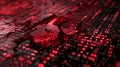 Red broken padlock icon over screen of binary code symbolizing data breach and security failure
