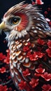 red and brown barn owl, close up of head and shoulders ai created