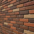Red and brown brick wall featuring evenly spaced, rectangular bricks. Royalty Free Stock Photo