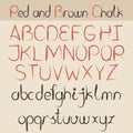 Red and brown chalk alphabet