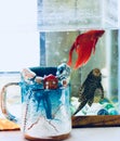 handmade cup and fish