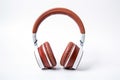 red brown isolated headphones on white background