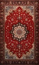 Red brown persian color carpet with antique pattern on the floor top view Royalty Free Stock Photo