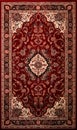 Red brown persian color carpet with antique pattern on the floor top view Royalty Free Stock Photo