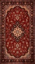 Red brown persian color carpet with antique pattern on the floor top view Royalty Free Stock Photo