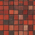 Red and brown square mosaic tiles patterned wall background Royalty Free Stock Photo