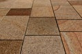 red brown stone paved sidewalk in diminishing perspective view. flat level smooth pavement. Royalty Free Stock Photo