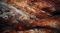 Red brown mountain rock texture, cracked, close up, Generative AI