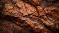 Red brown mountain rock texture, cracked, close up, Generative AI