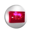 Red Browser help icon isolated on transparent background. Internet communication protocol. Silver circle button. Royalty Free Stock Photo