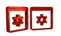 Red Browser setting icon isolated on transparent background. Adjusting, service, maintenance, repair, fixing.