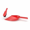 A red brush and dustpan isolated on white. 3D illustration Royalty Free Stock Photo