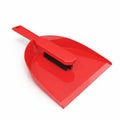 A red brush and dustpan isolated on white. 3D illustration Royalty Free Stock Photo