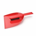 A red brush and dustpan isolated on white. 3D illustration Royalty Free Stock Photo