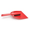 A red brush and dustpan isolated on white. 3D illustration Royalty Free Stock Photo