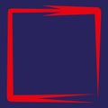 Red brush square. Grunge paint shape. Abstract rough stroke. Vector element.