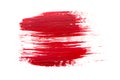 Red brush stroke on white background