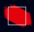 a red brush stroke with white square on a black background, a red paint splatter brush, sale template, grunge brush Royalty Free Stock Photo