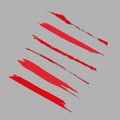 Red brush strokes. Gray background. Design grunge texture. Free hand abstract. Vector illustration. Stock image. Royalty Free Stock Photo