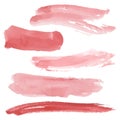 Red brush strokes set on white background. Watercolor. Sketch. v Royalty Free Stock Photo