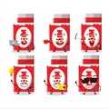 Red bubble gum cartoon character with various types of business emoticons