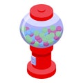 Red bubblegum machine icon isometric vector. Retro element