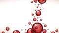 Red Bubbles Floating in Clear Liquid on White Background Royalty Free Stock Photo