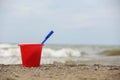 Red bucket on Beach Royalty Free Stock Photo